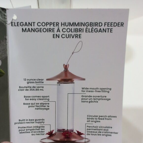 Perky-Pet Hummingbird 12 Oz. Copper/Glass  Nectar Feeder 4 Feeding Ports New - Picture 3 of 6